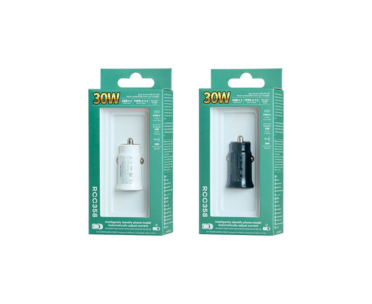 Remax Siya Series 30W PD+QC 1C+1A прикуриватель RCC358