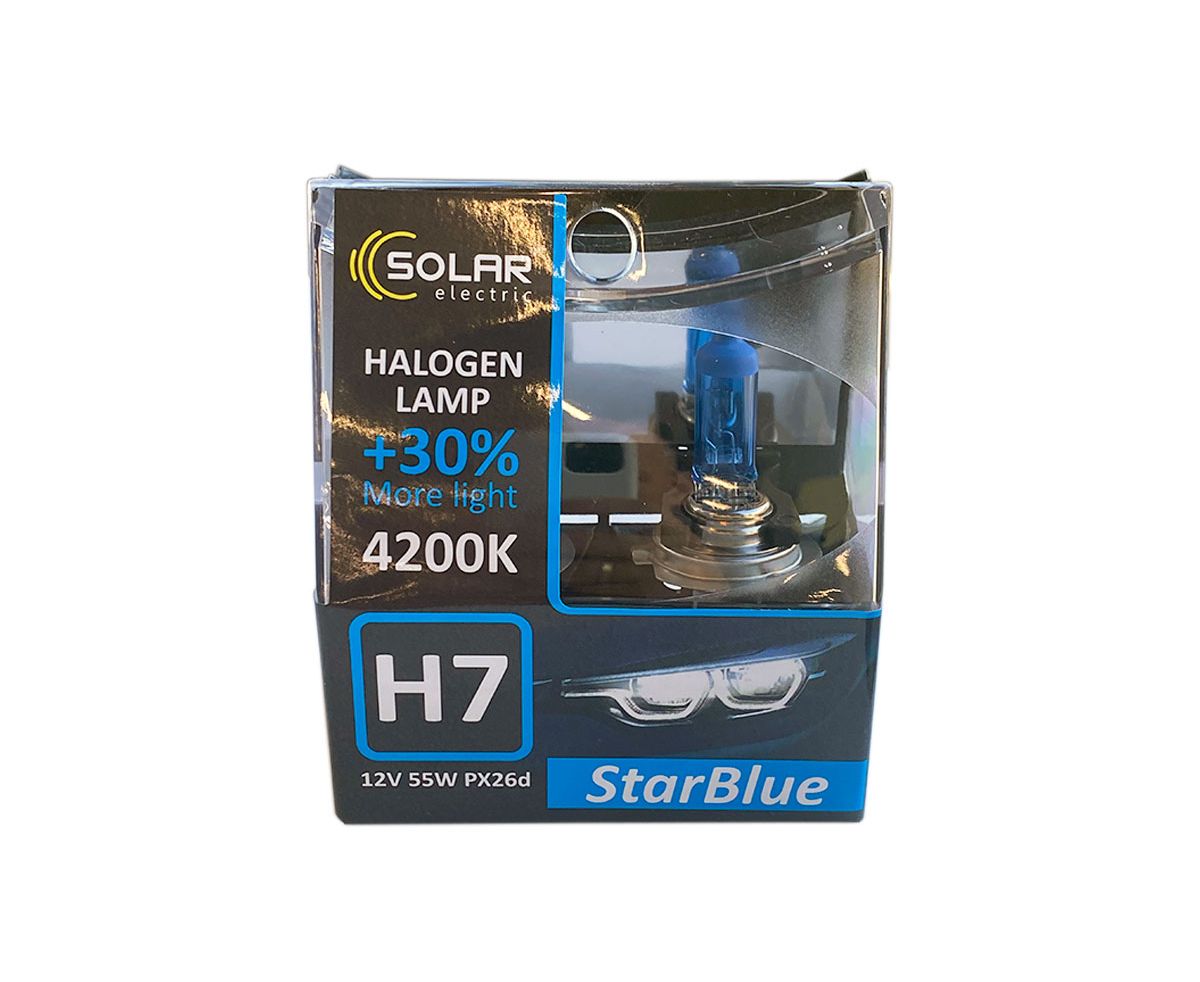 Solar H7 12V 55W PX26d StarBlue 4200K,+30% SET 2 шт