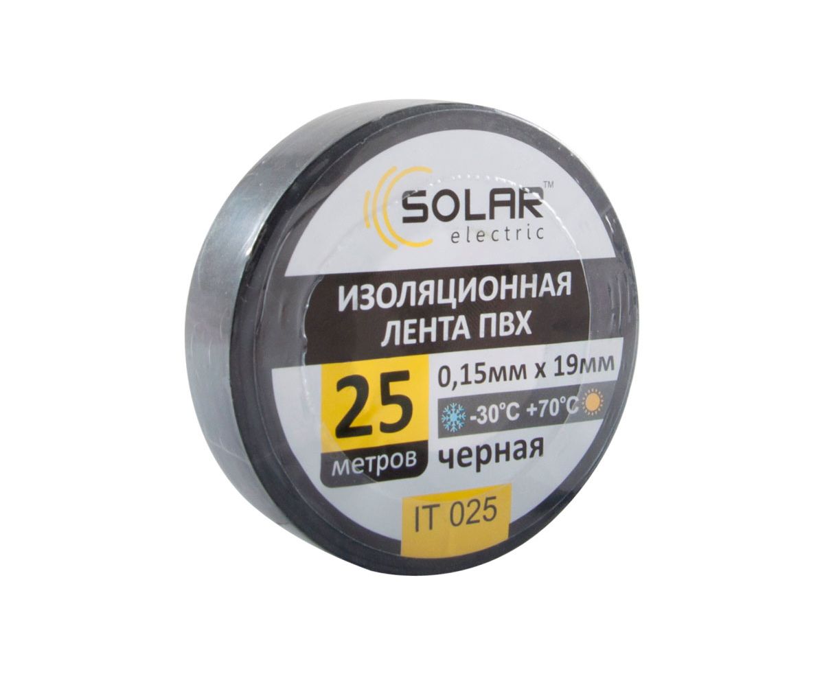 Изолента черная термостойкая SOLAR 0.13mm x 1..