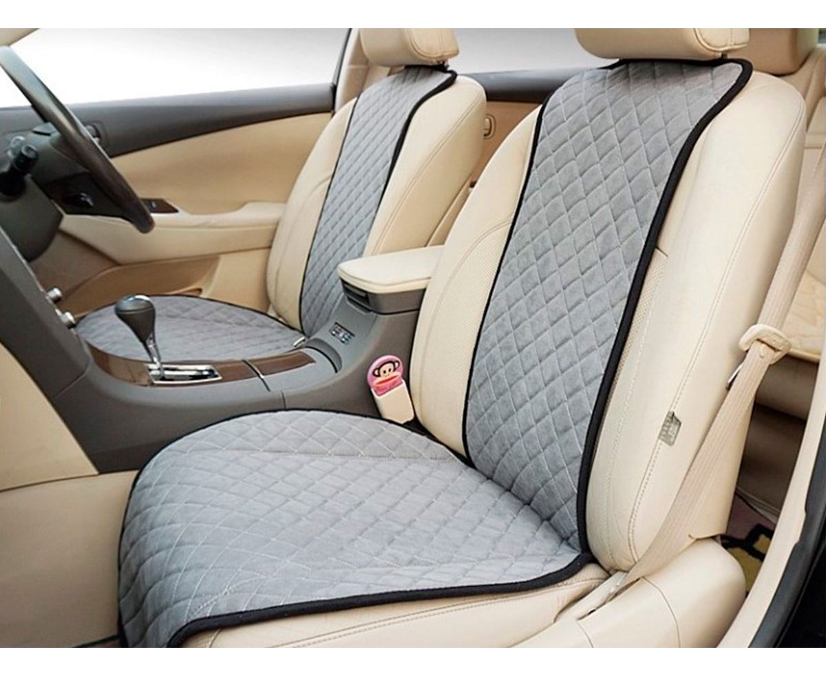 Накидка на сиденье алькантара серая