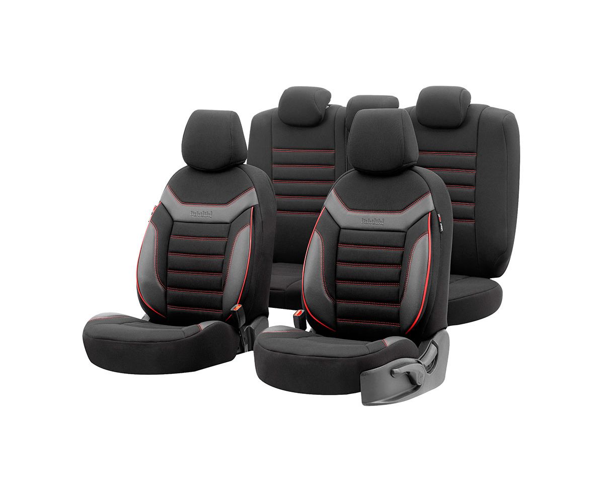 Чехлы на сиденья OTOM INDIVIDUAL 2+1 черный с красным IND201