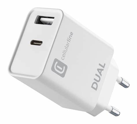 Încărcător Cellularline Dual PD, 20W, Alb, pentru Apple