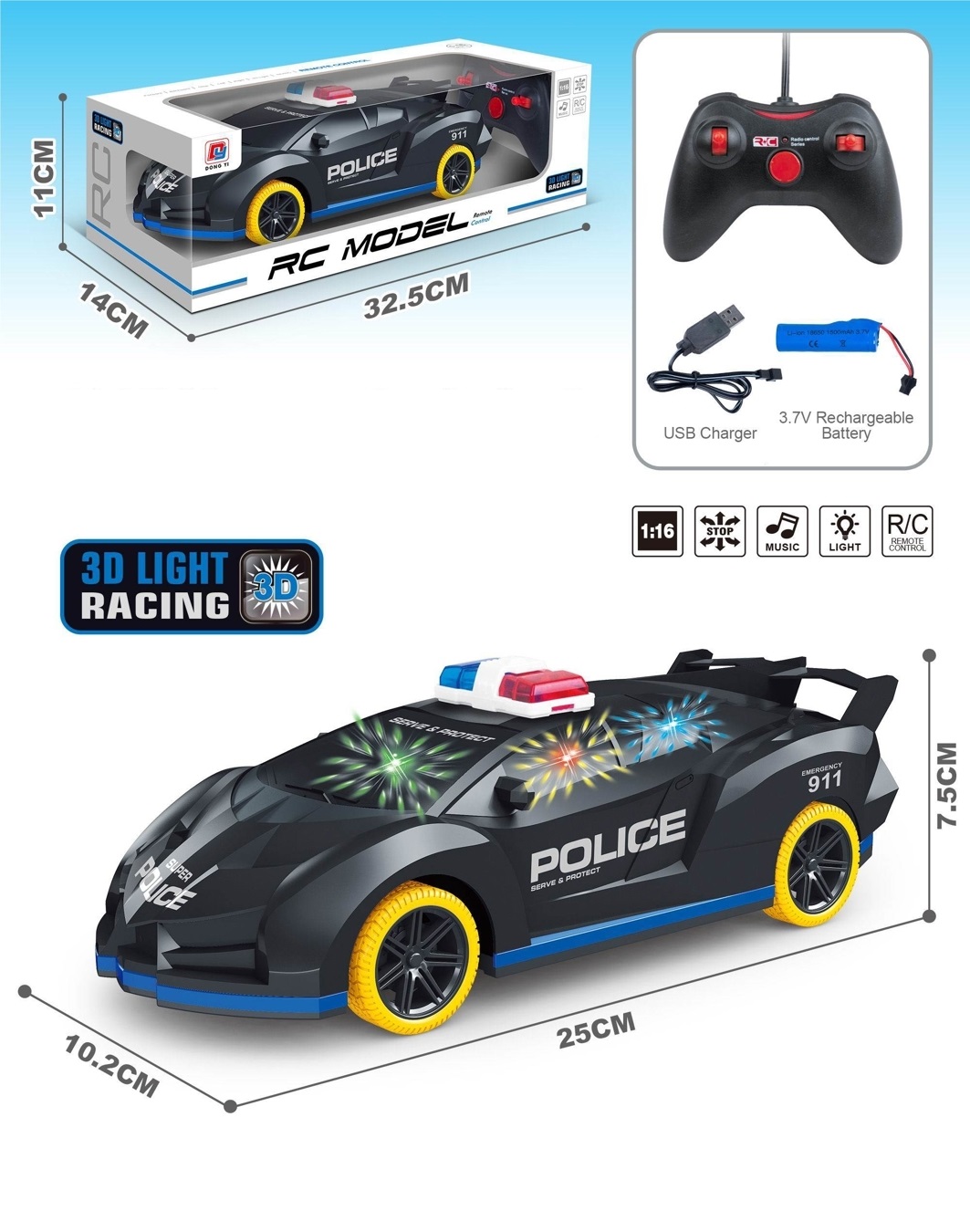 Р/У машина со звуком и светом (Поврежденная коробка)