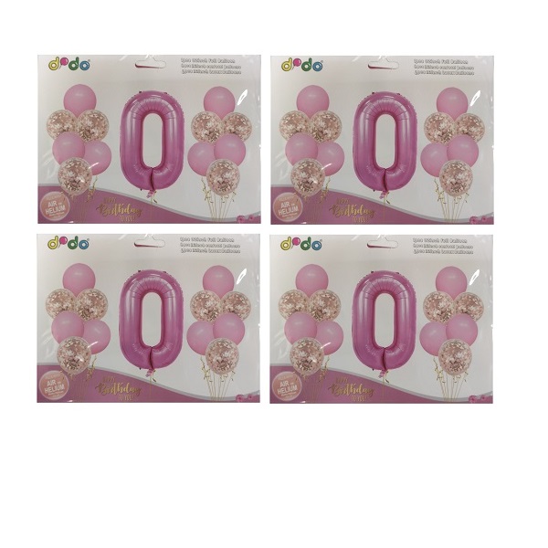 Set baloane (13pcs) roz cifra 0 (1buc) –