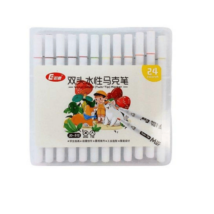 Carioci 24 culori 2 parti virf tesit/rotund ML49-6(cut.plast)