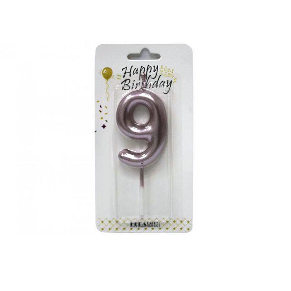 Set lumanare roz cifra 9 (12buc) – 58