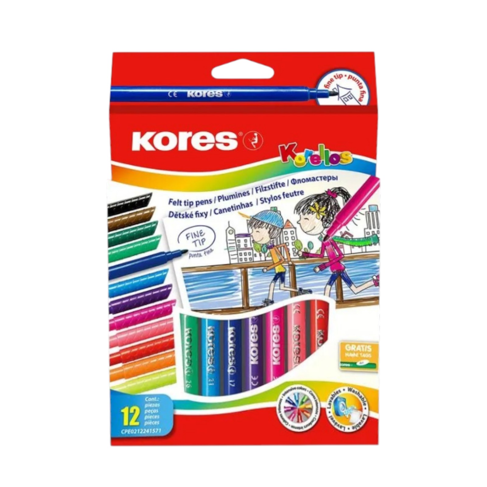 Cumpara  Planșe de desen/Alternative - Carioci Kores 12 culori Washable –..
