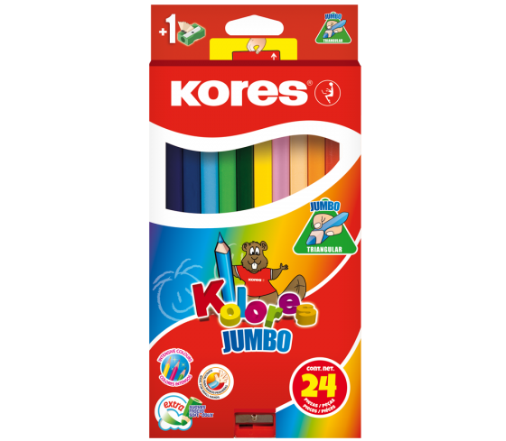 Cumpara  Accesorii de desen - Creioane color Kores 24 cul JUMBO (triunghiul..