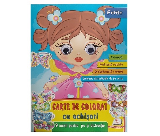 Carte de colorat cu ochisori - Fetițe