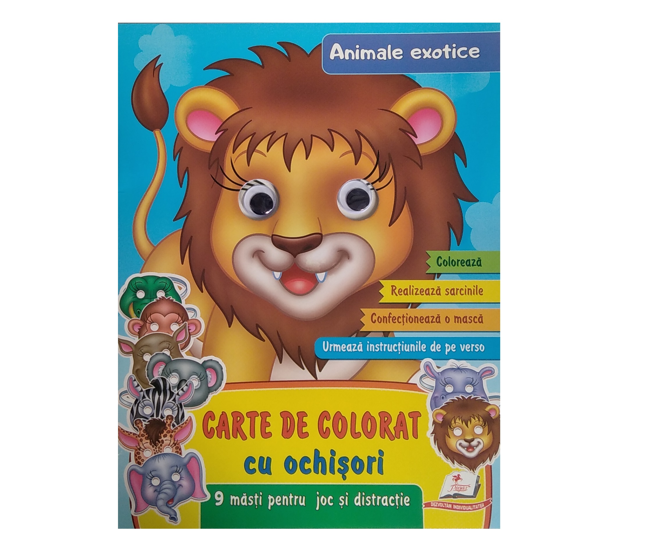 Carte de colorat cu ochisori - Animale exotice