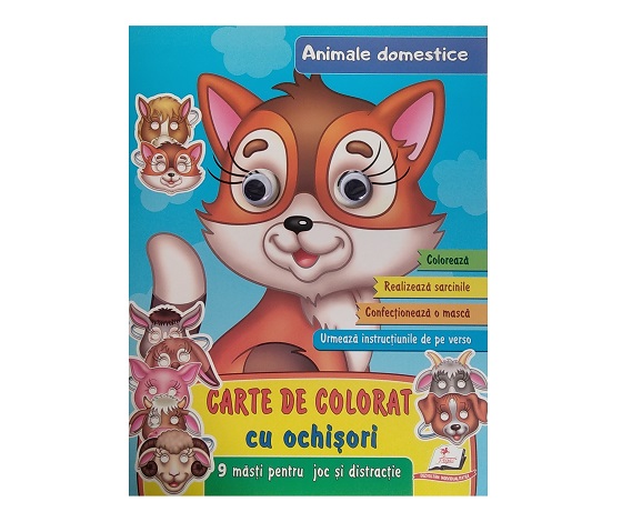 Carte de colorat cu ochisori - Animale domestice