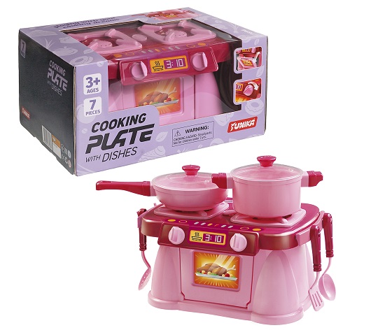 Cumpara  Seturi de jocuri de rol - Set veselă Cooking Plate (7 piese) roz (cutie..