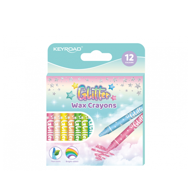 Creioane cerate keyroad 12cul Glitter