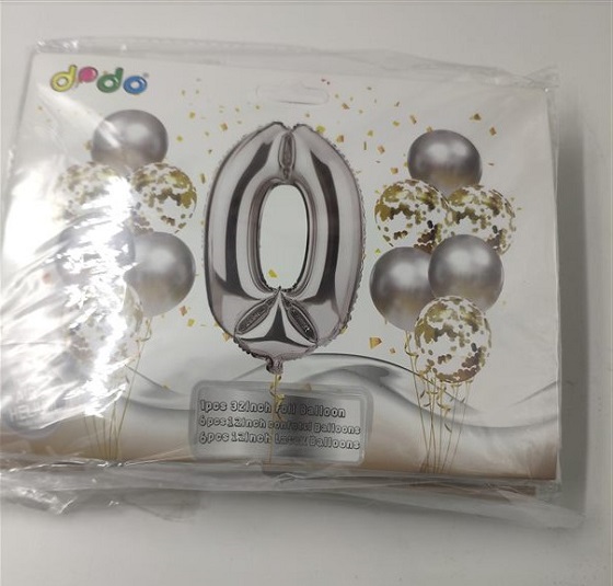 Набор воздушных шаров с цифрой 0 (13 шт) серебристый 41