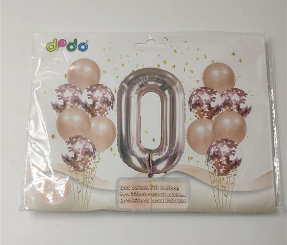 Набор воздушных шаров с цифрой 0 (13 шт) розово-золотой 41