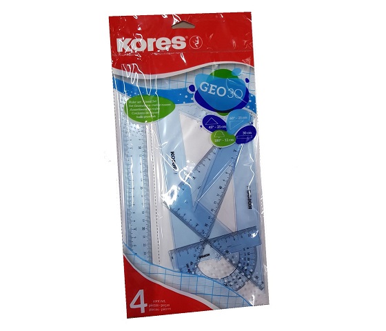 Cumpara  Rigle și seturi - Set rigle KORES (rigla 30cm, 2 echere, raport..