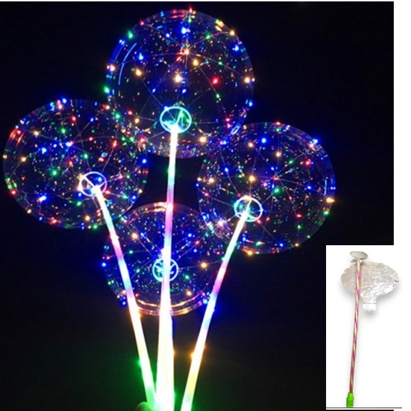 Set balon cu suport color  cu lumini (50buc)