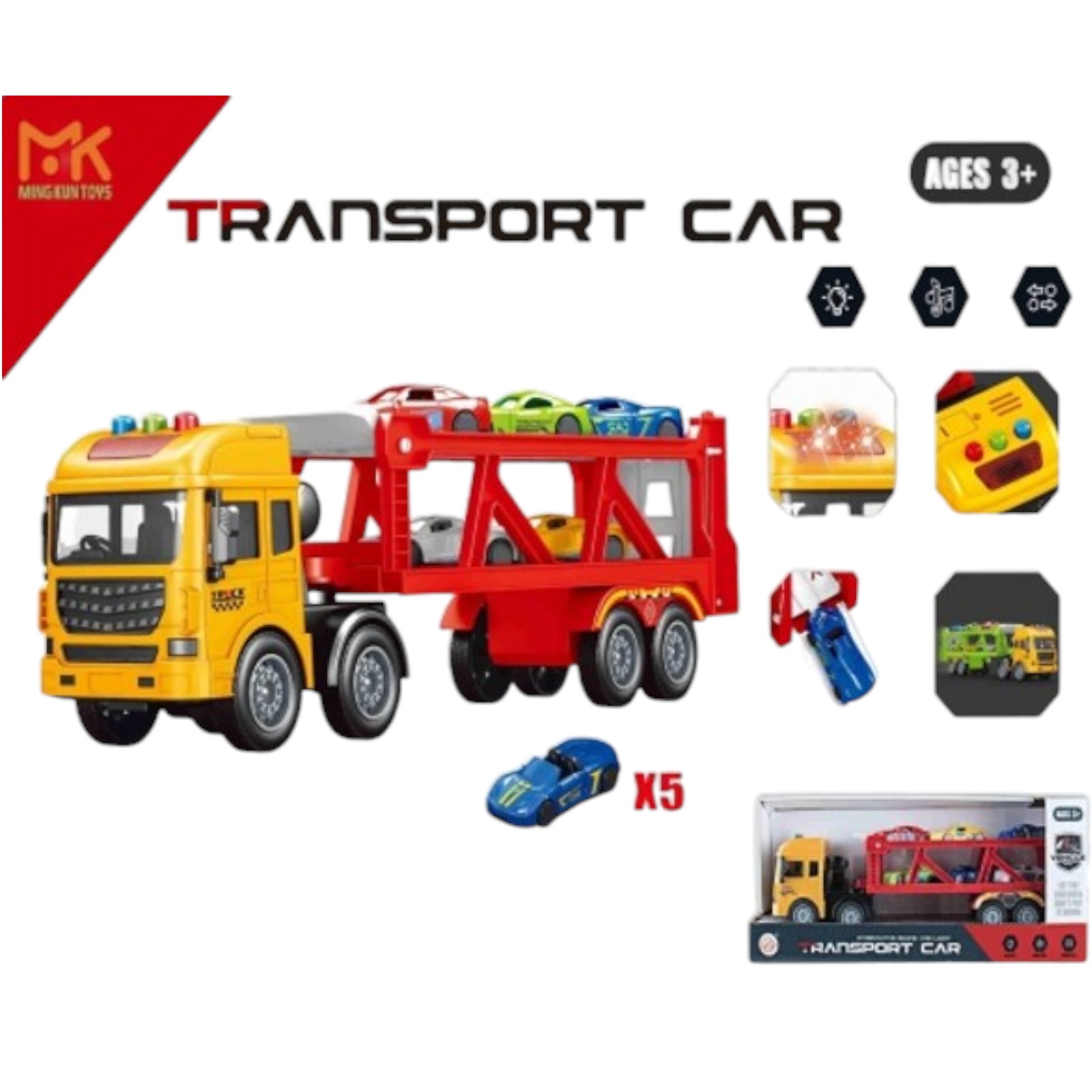 Set masini cu truck cu muzica si lumini