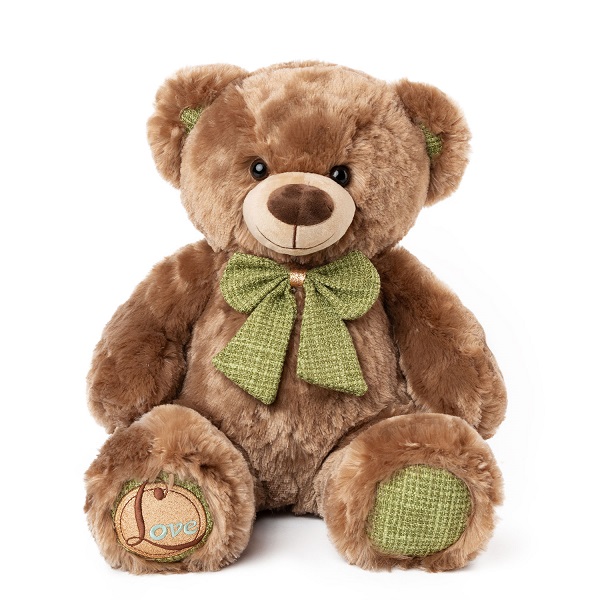 Jucarie moale urs cu panglica verde 40 cm - 0.6 kg
