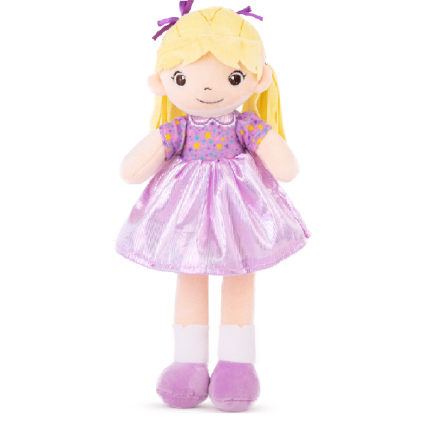 Мягкая игрушка Кукла с платьем - фиолетовый  33 cm -  0.09  kg