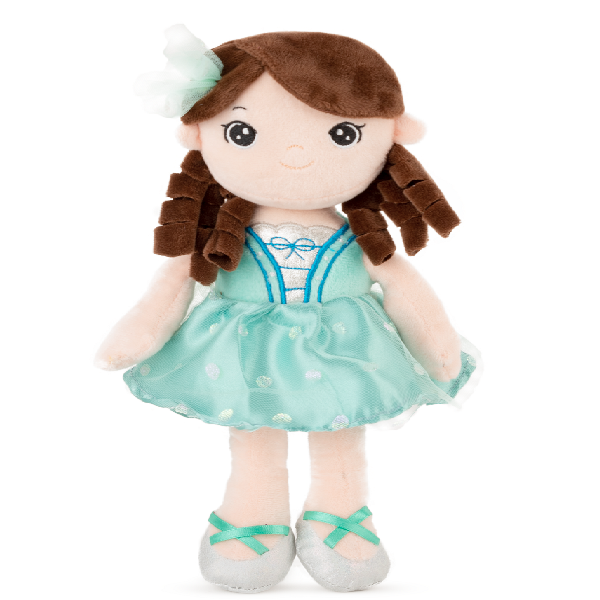 Мягкая игрушка Кукла с платьем - зеленая  32 cm - 0.07 kg