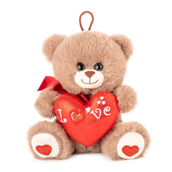 Мягкая игрушка Медведь с сердцем - коричневый  16 cm - 0.07 kg