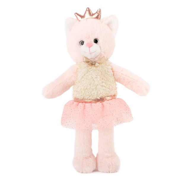 Jucarie moale Animale cu rochie și coroană cu sclipici Pisica 27 cm - 0.18 kg