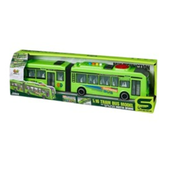 Autobuz verde cu frictiune, sunete si lumini, 1:16