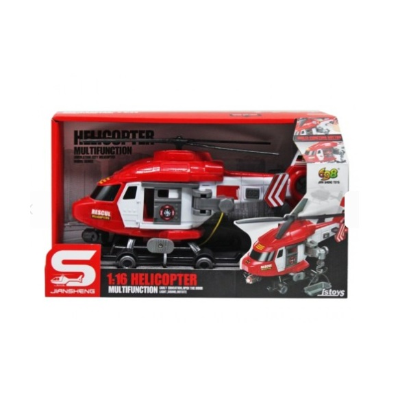 Elicopter rosu, cu inertie, sunete si lumini, 1:16