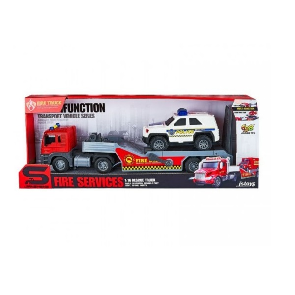 Camion transportator-evacuator, frictiune, sunete si lumini, 1:16