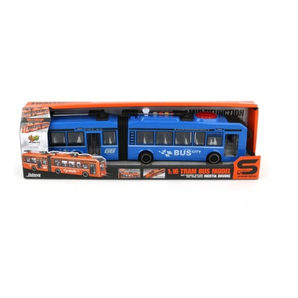 Autobuz albastru cu frictiune, sunete si lumini, 1:16,