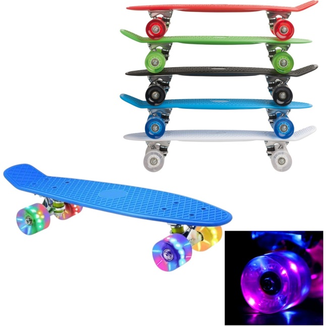 Pennyboard din plastic, roti PU cu lumini 4 culori