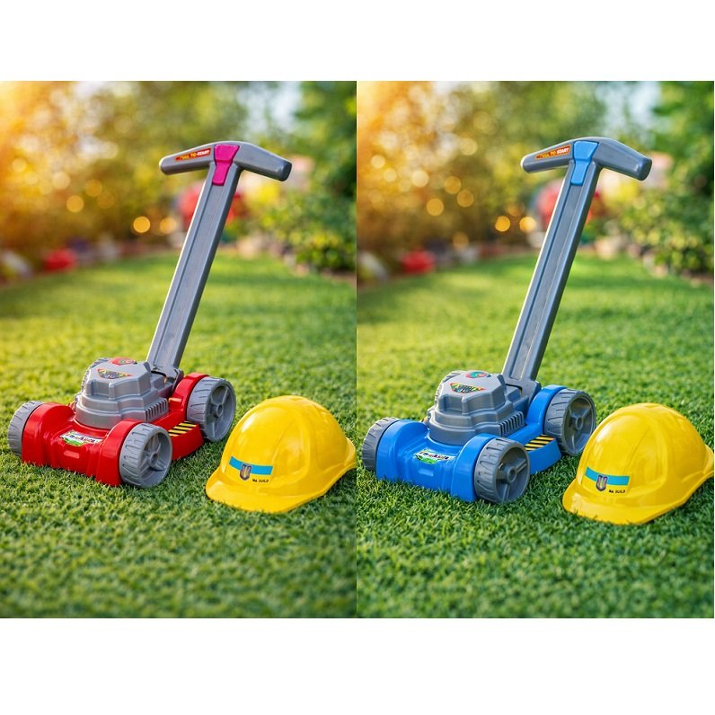 Set pentru copii Mașină de tuns gazonul cu cască
