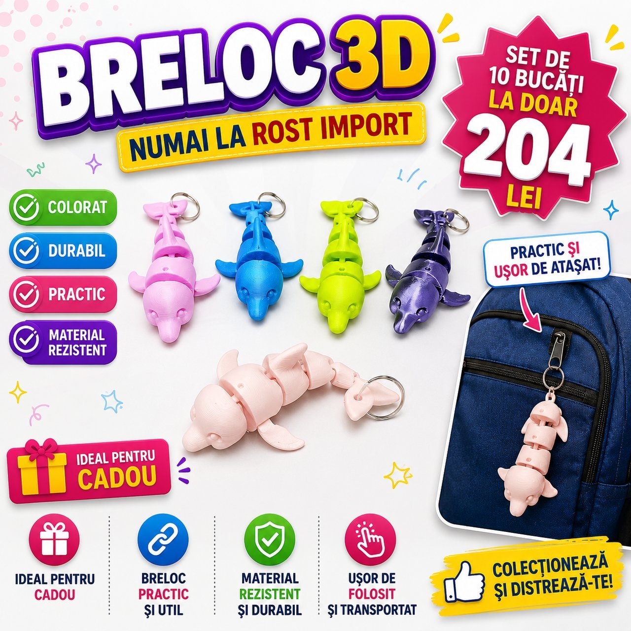 Set suvenir breloc delfin  Flexi 10 buc