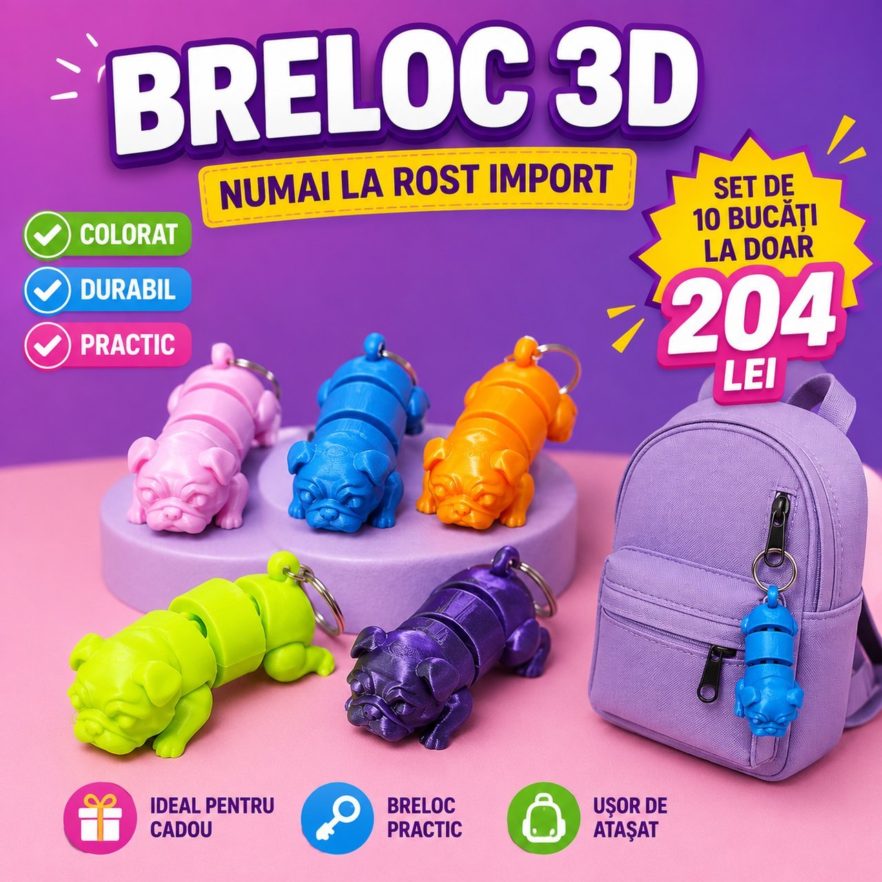 Set suvenir breloc bulldog  Flexi 10 buc