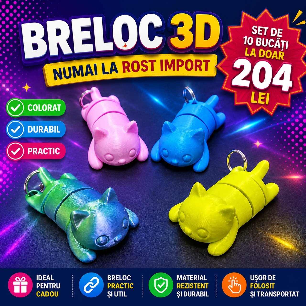 Set suvenir breloc pisica  Flexi 10 buc