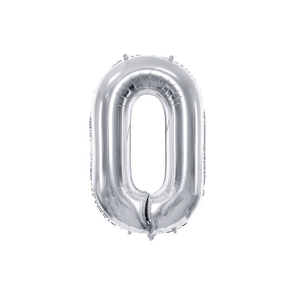 Balon argintiu cu heliu  cifra 0