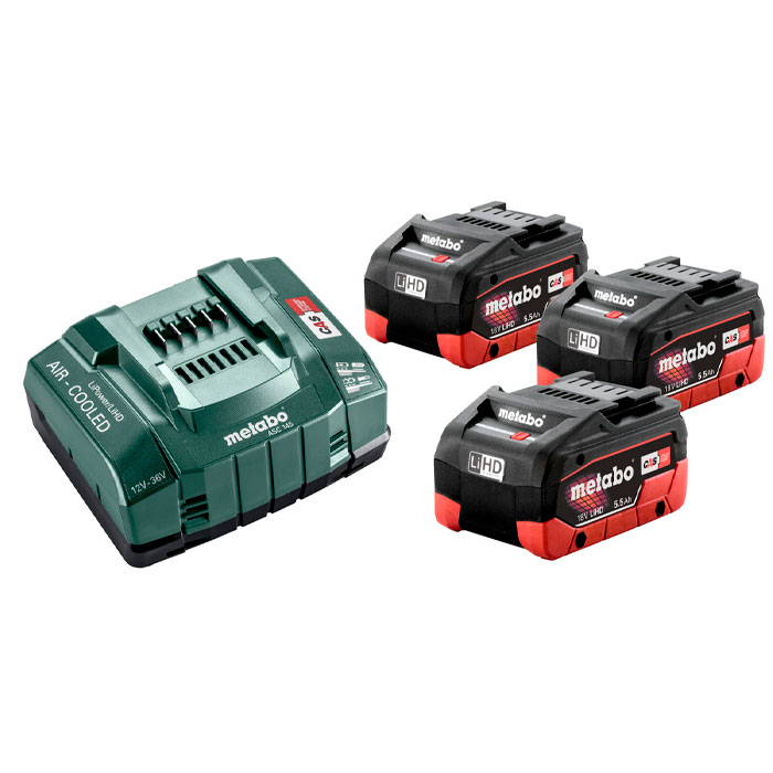 Set acumulatori de bază Metabo 3xLiHD5.5 Аh + ASC 145