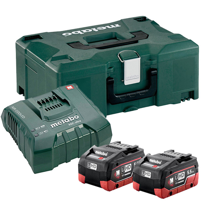 Set acumulatori Metabo LiHD 2x5.5 Ah + ASC Ultra