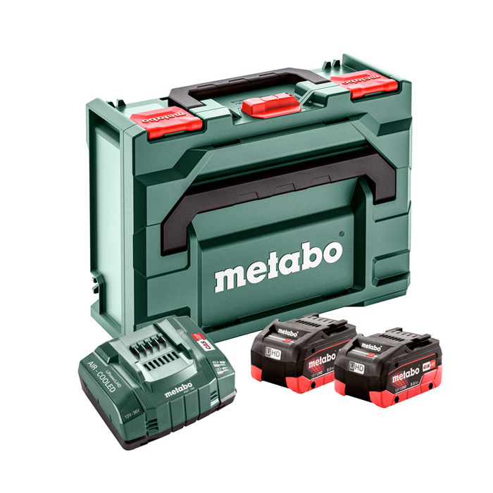 Set acumulatori Metabo 2 x LiHD 8.0 Ah + ASC 145 + MetaBox 145