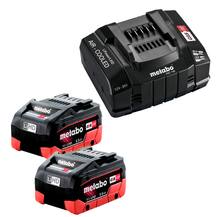 Set de bază Metabo BASIC SET LiHD 2x5.5 Ah + ASC 145