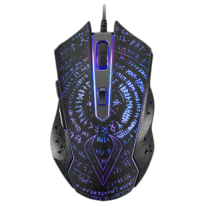 Gaming Mouse Qumo Valhalla, Optical, 1200-3200 dpi, 6 buttons, Soft Touch, 4 color backlight, USB
