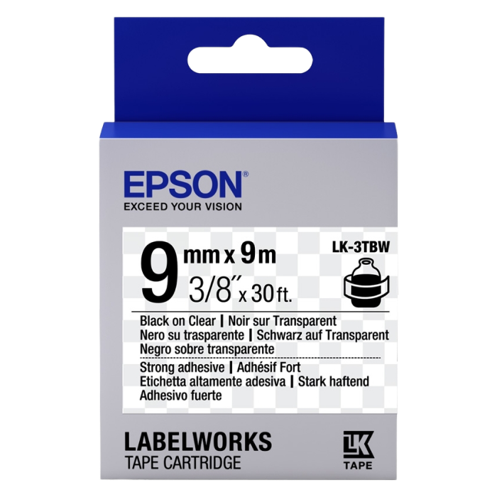 Cumpara  Cartușe de panglică pentru imprimarea autocolantelor - Tape Cartridge EPSON LK3TBW; 9mm/9m Strong Ad..