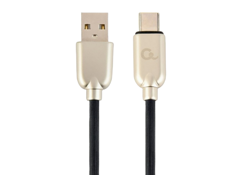Blister Type-C /USB2.0, AM/CM,  1.0m, Cablexpert Premium Ruber Black, CC-USB2R-AMCM-1M
