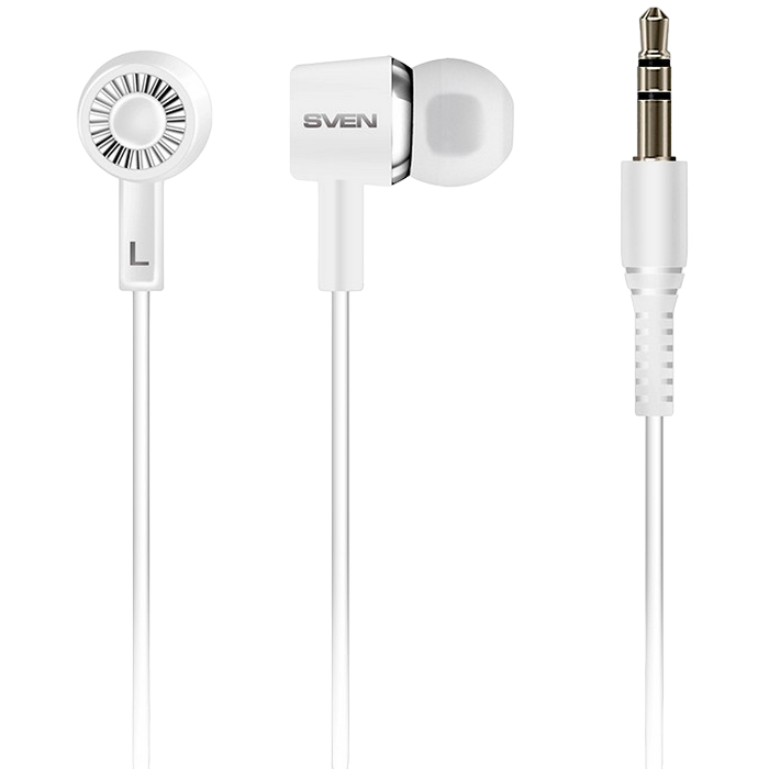 Earphones SVEN E-110, White,  3pin 3.5mm mini-jack, cable 1.2m