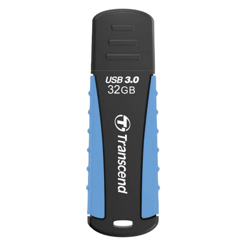 32GB USB3.1 Flash Drive Transcend "JetFlash 810", Black-Blue, Rubber Case (R/W:90/25MB/s)