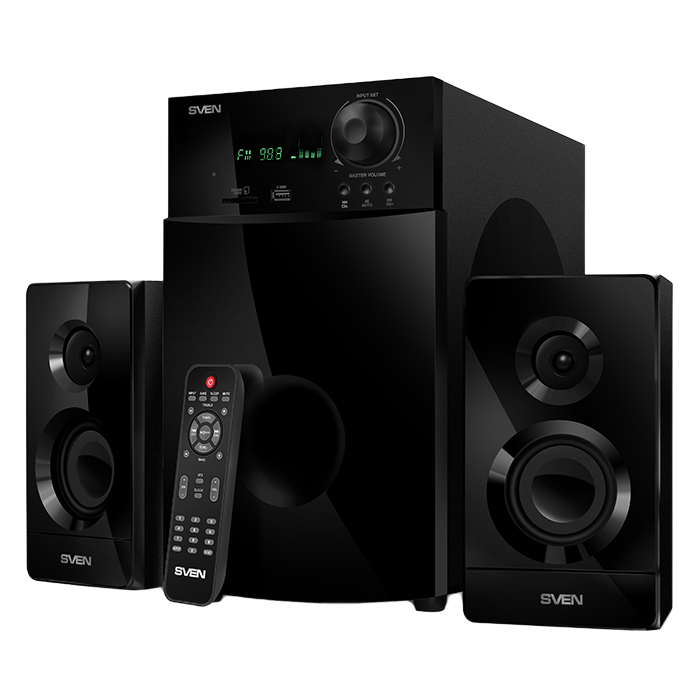Speakers SVEN "MS-2100" SD-card, USB, FM, remote control, Black, 80w / 50w + 2x15w / 2.1