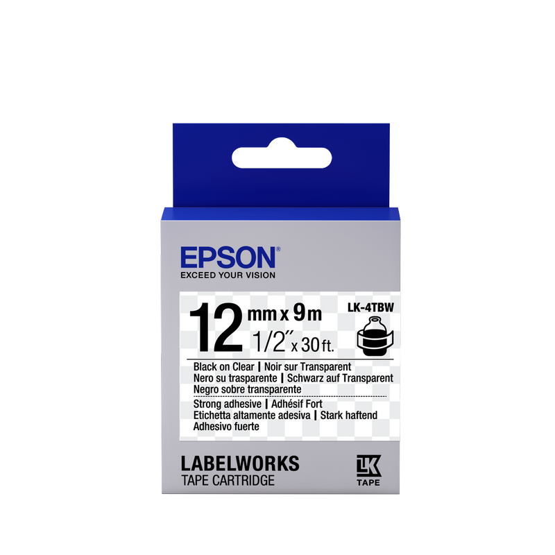 Cumpara  Cartușe de panglică pentru imprimarea autocolantelor - Tape Cartridge EPSON LK4TBW: 12mm/9m, Strong ..