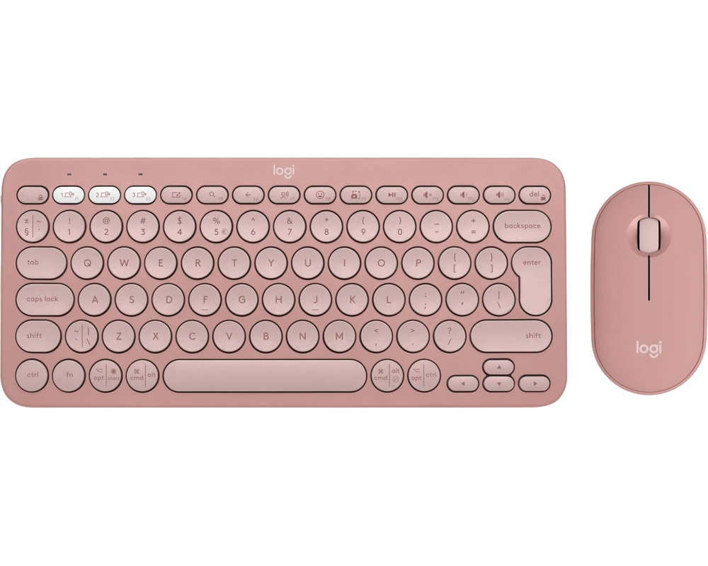 Wireless Keyboard & Mouse Logitech Pebble 2 Combo, Compact, Low-profile, Multi-Device, 4000dpi, 3 bu