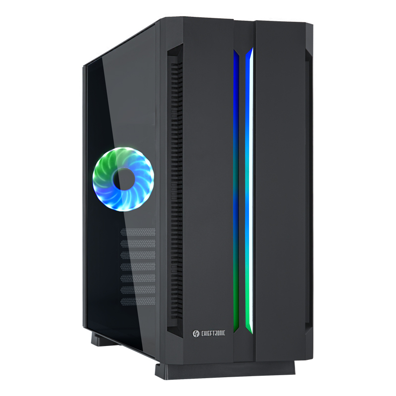Case ATX Chieftec Chieftronic G1, w/o PSU, 1x120mm, RGB,RGB Hub, ARGB LED strip,Tempered Gass, Black
